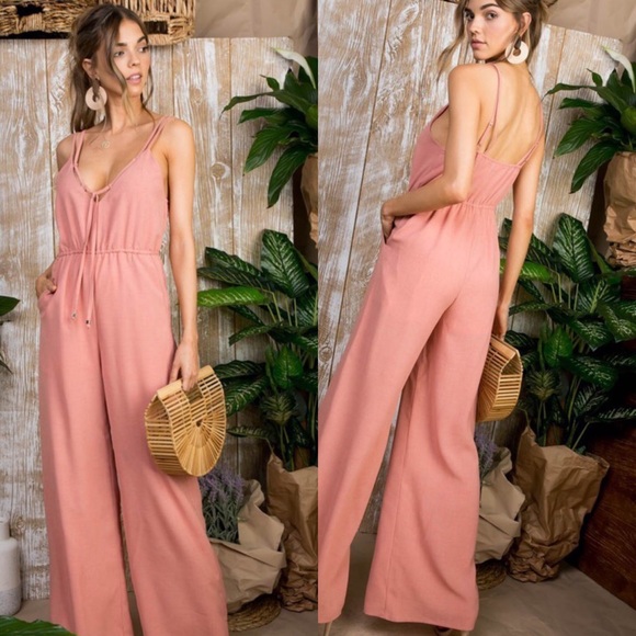 NECK STRAP ELASTIC WAIST JUMPSUIT - Picture 2 of 2